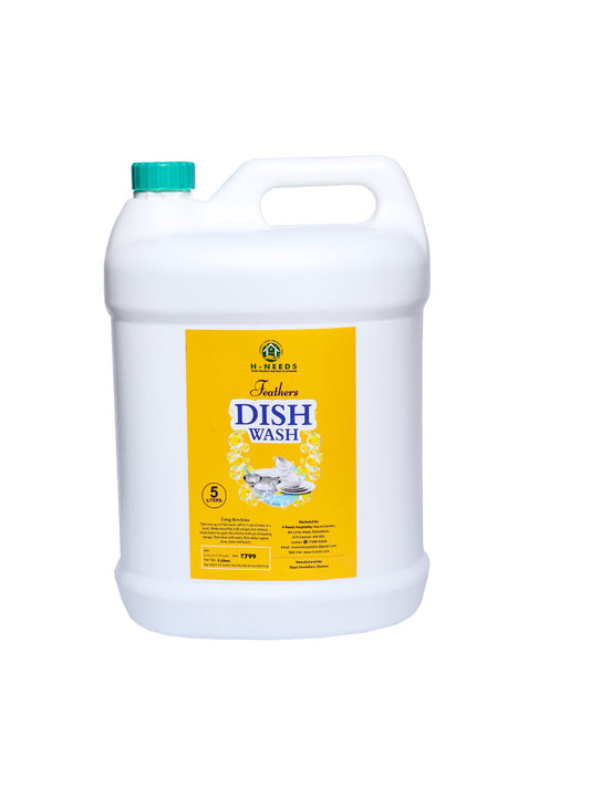 H-NEEDS Feathers Dish Wash Gel 5 L | Powerful Grease Remover & Fresh Lemon Fragrance