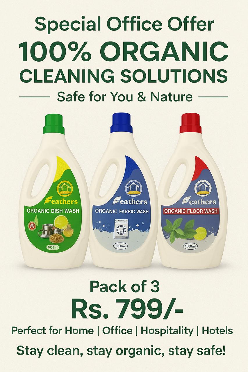 H-Needs Organic Cleaning Combo – Dish Wash + Fabric Wash + Floor Wash (3 Pack)