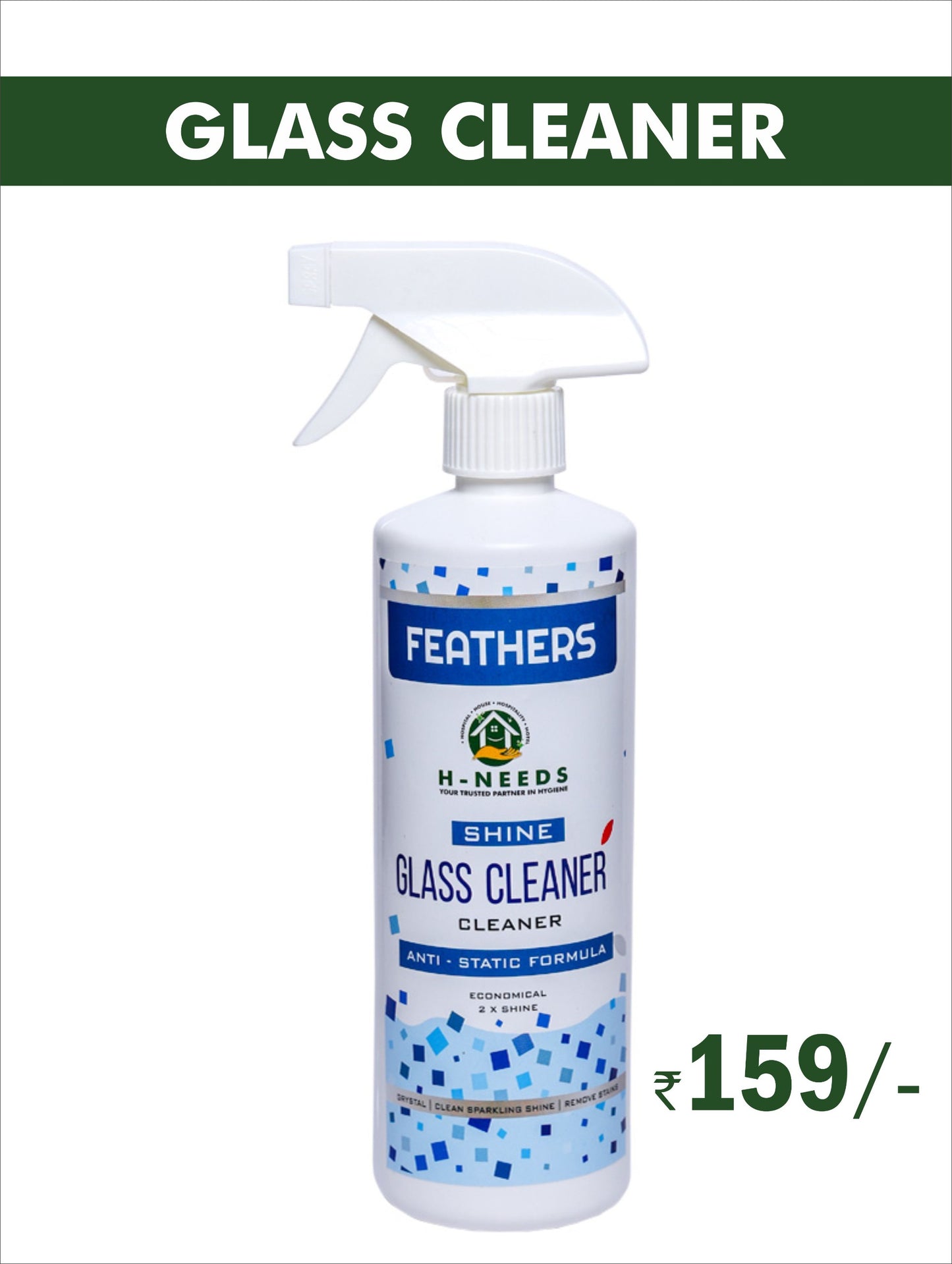 Feathers Magic Glass Cleaner – 500ml | Streak-Free Shine | Removes Dirt, Dust & Fingerprints