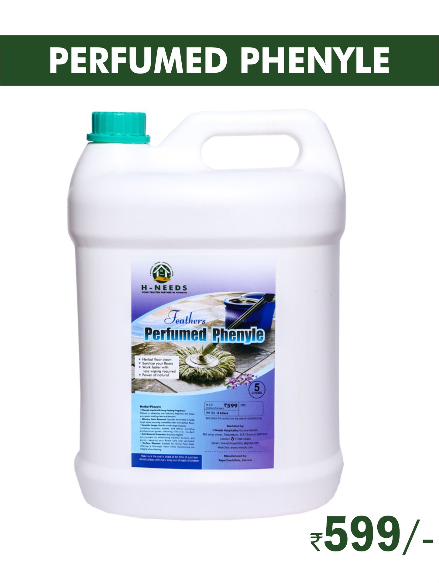 H-NEEDS Feathers Perfumed Phenyle 5 L | Floor Cleaner & Sanitizer