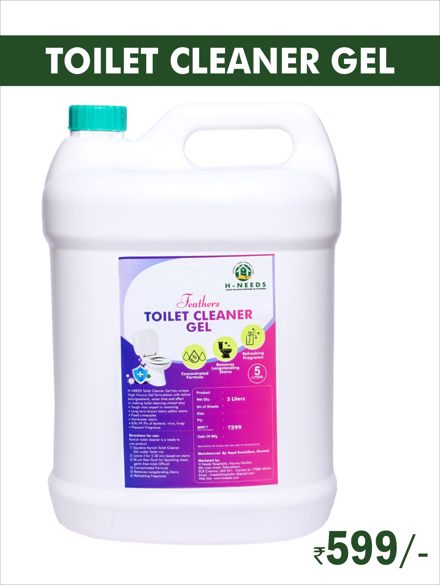 Feathers Toilet Cleaner Gel – 5 Liters | H-NEEDS Hygiene Solutions