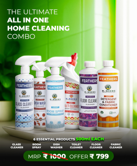 H-NEEDS Feathers All-in-One Home Cleaning Combo | 6 Essential Cleaners (500 ml Each)