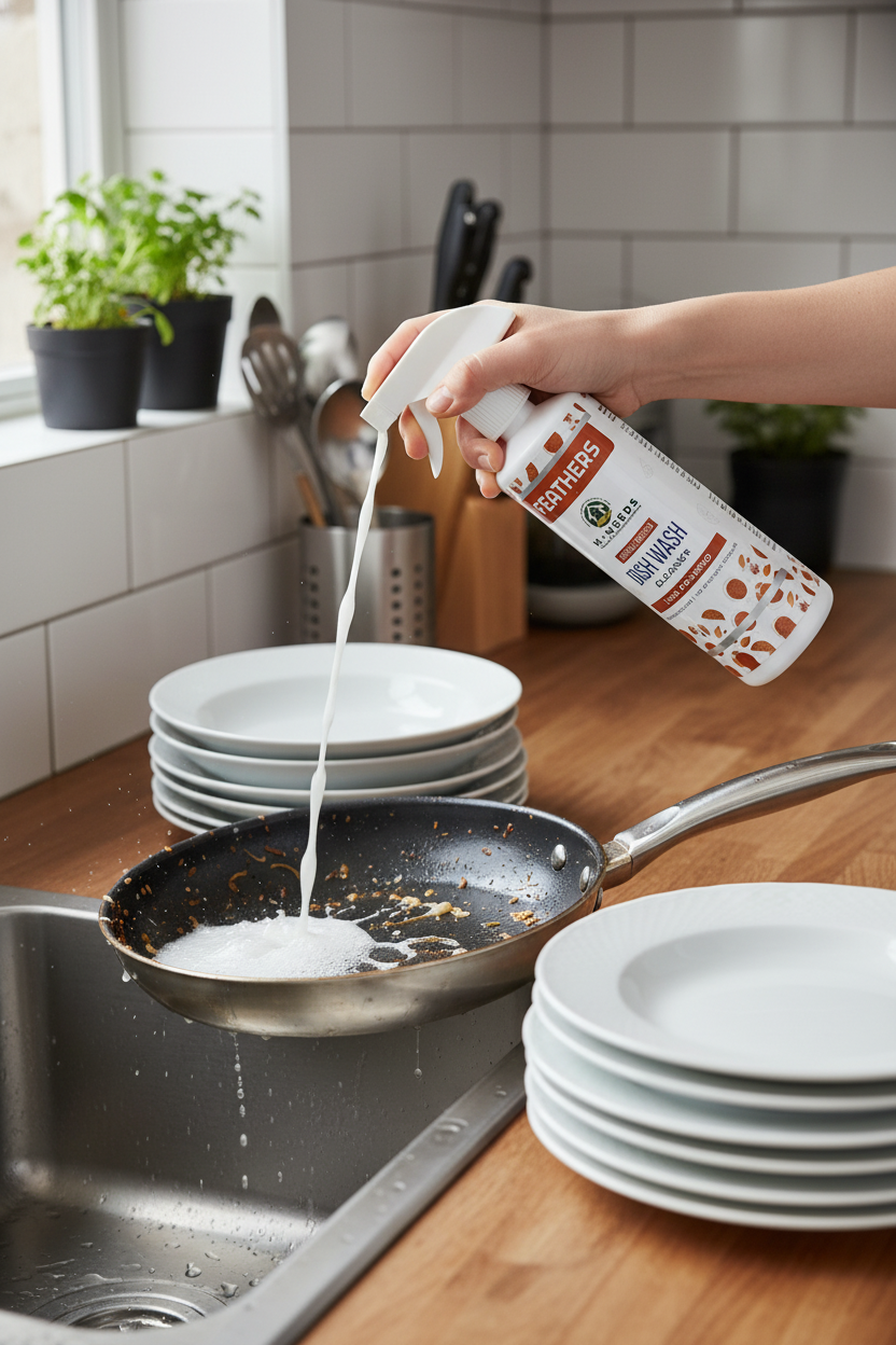 Feathers Magic Dishwash – 500ml | Tough on Grease, Gentle on Hands | Lemon Fresh